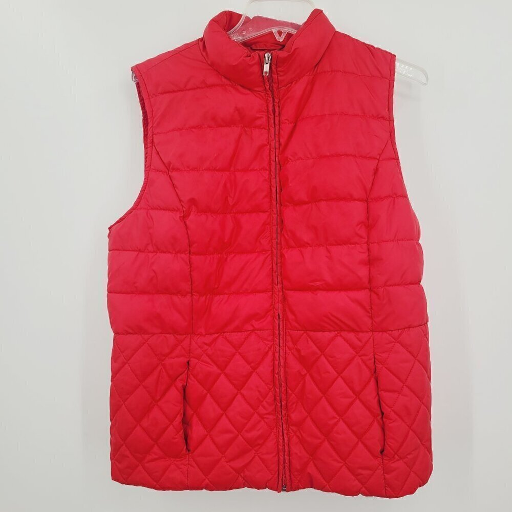Laura Scott Red Quilted Mock-Neck Puffer Vest